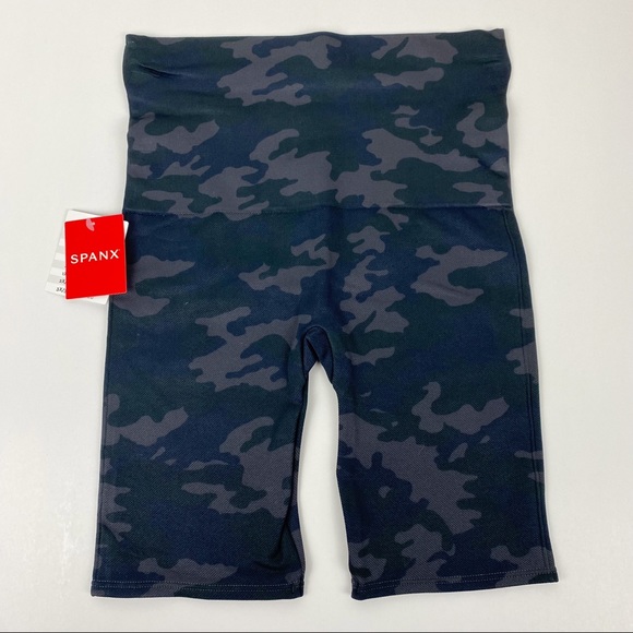 NWT Spanx Grey Black Camo High Waisted Biker Shorts Shape Wear M - Picture 4 of 6